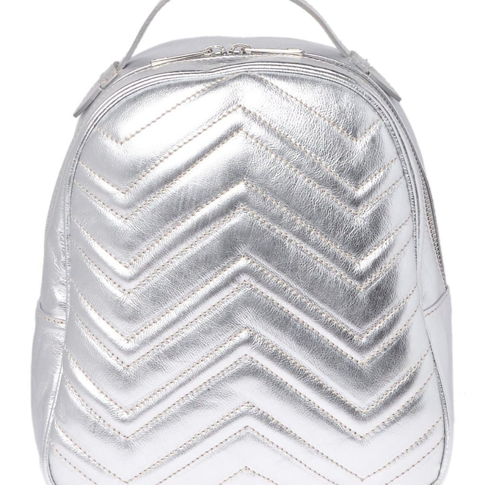 Christian Laurier Donna Metallic Leather Backpack